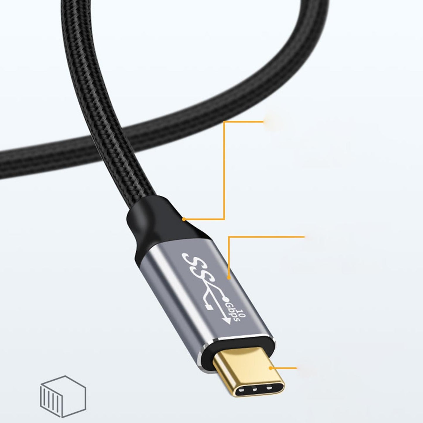 Usb-C to Usb-C Cable 90 Degree Angled USB 3.1 for Smart Phone Computer 0.25M