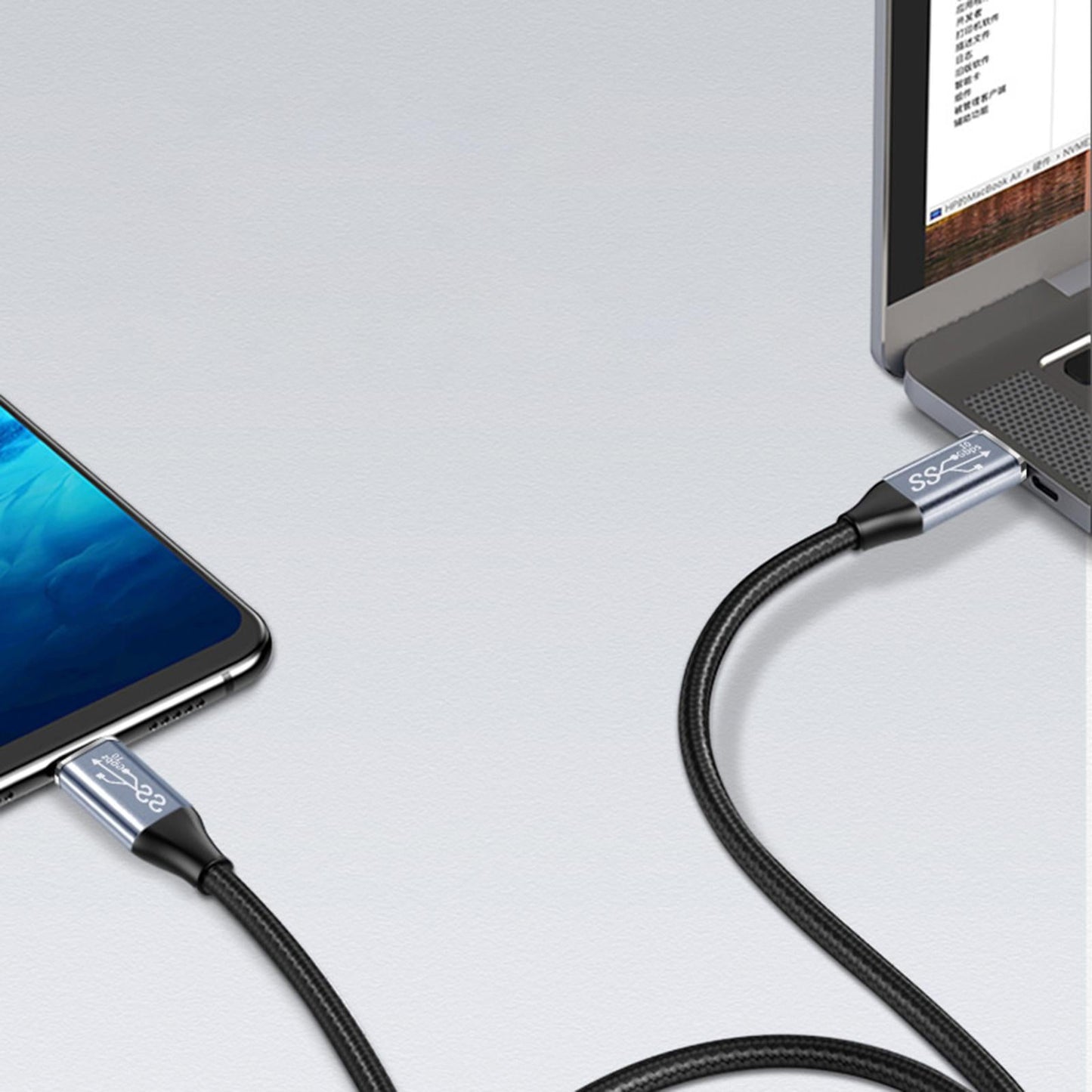 Usb-C to Usb-C Cable 90 Degree Angled USB 3.1 for Smart Phone Computer 0.25M
