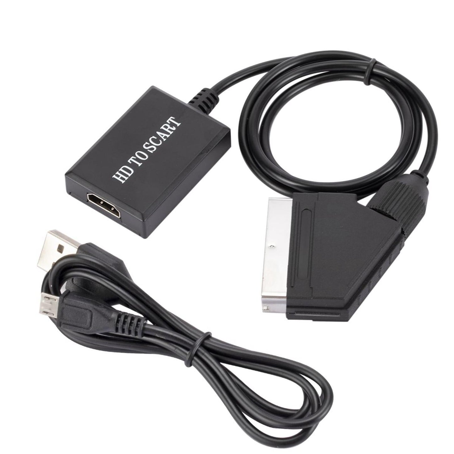 HDMI to SCART Converter 1080P for HD TV STB Sky Crt TVs with USB Power Cable