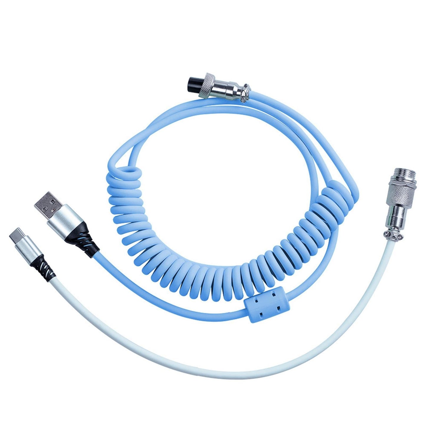 TPE Metal 1.7M Coiled USB C Cable Spiral Adjustable for Gaming Keyboard