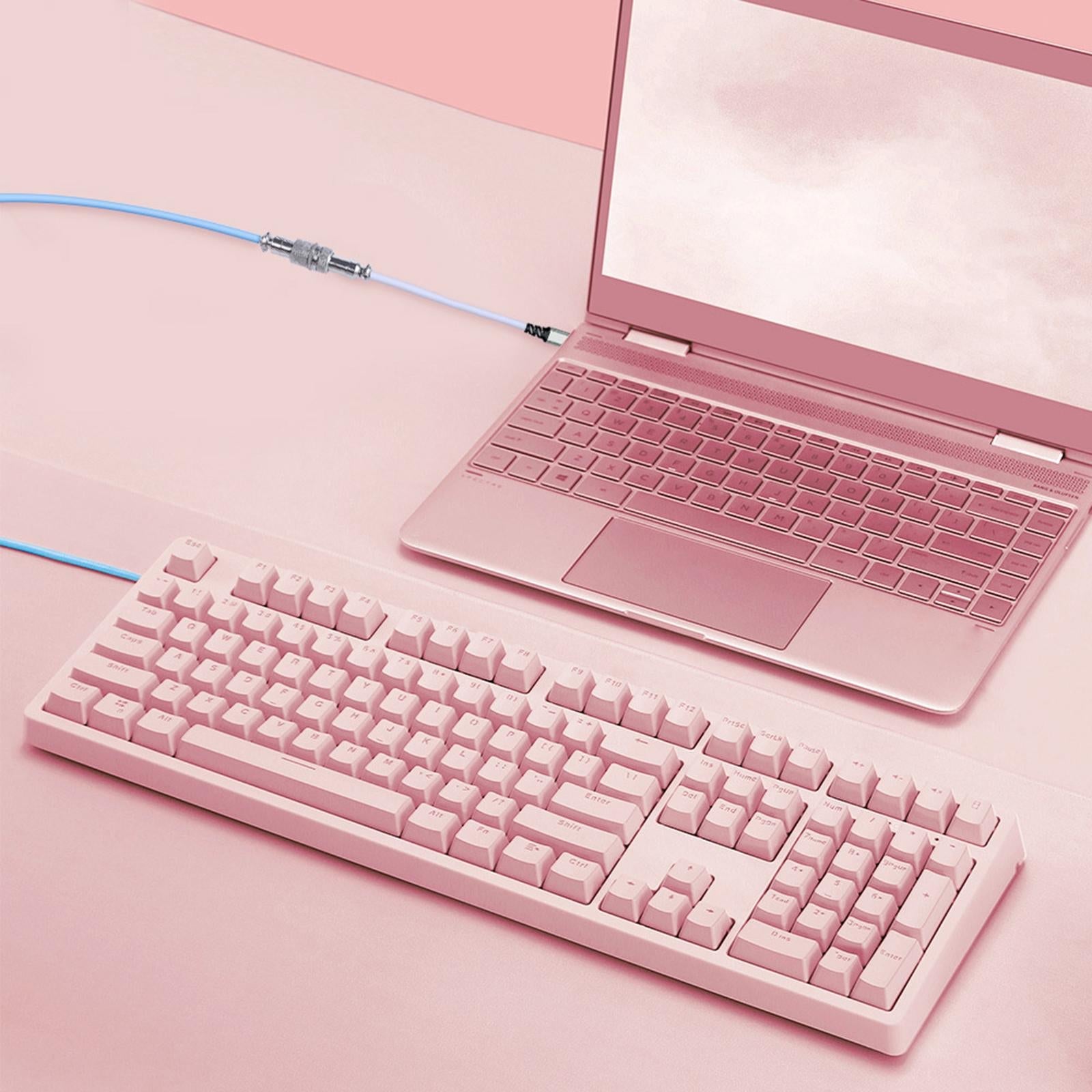 TPE Metal 1.7M Coiled USB C Cable Spiral Adjustable for Gaming Keyboard