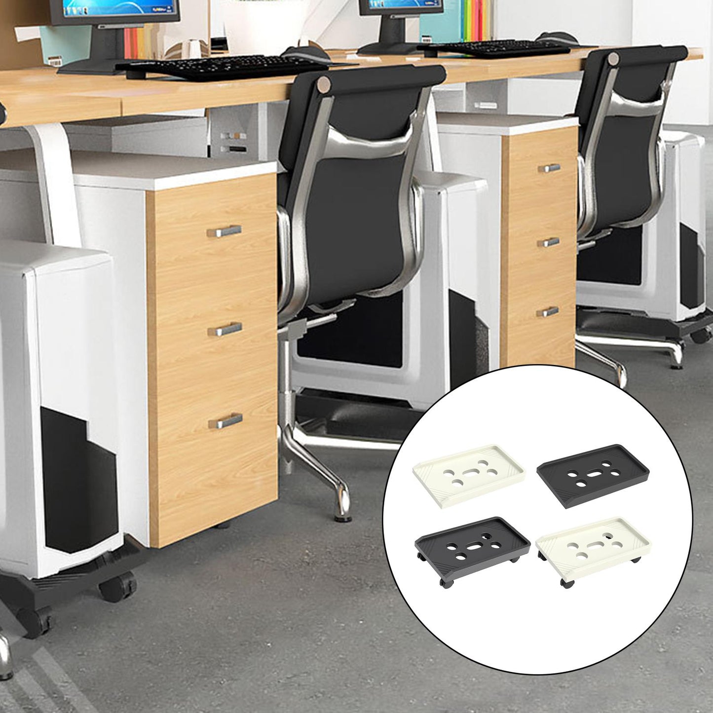 PC CPU Holder Stand Mobile with Wheels Cart for Office Home Under Desk UniversalWheel Black