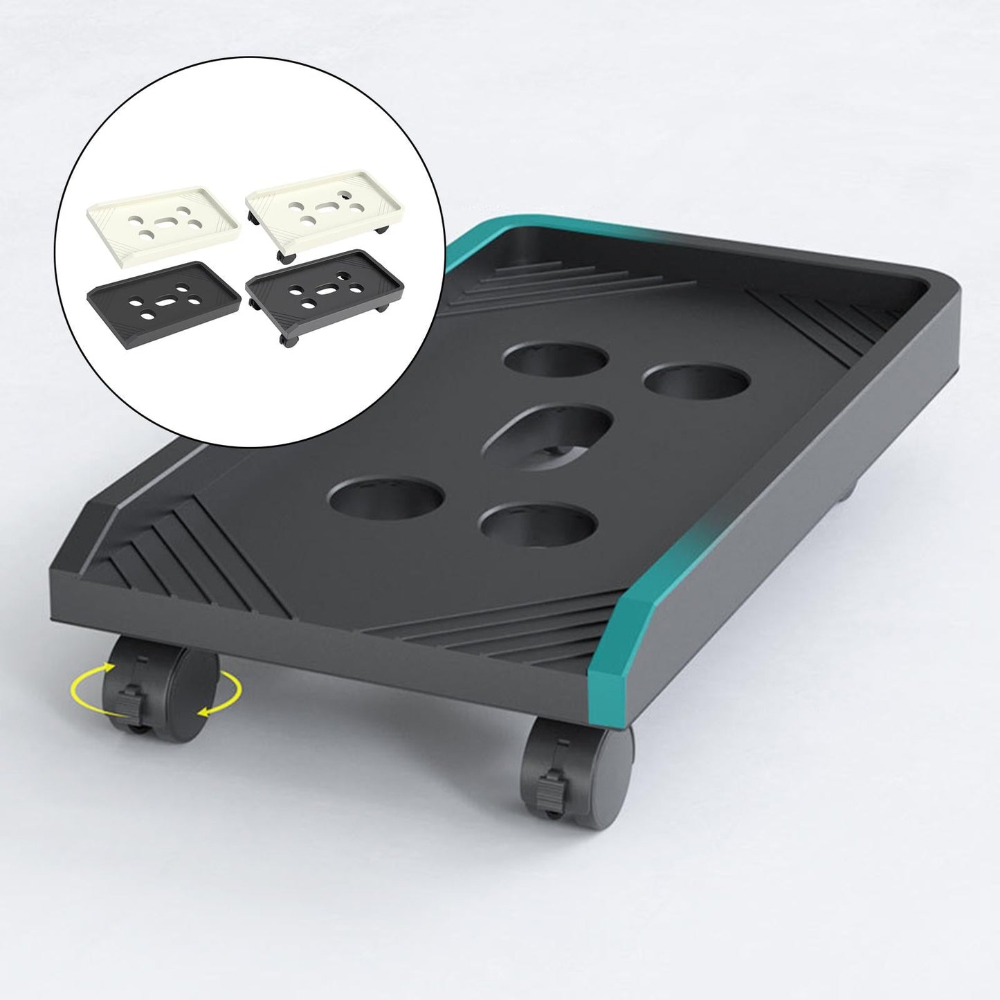 PC CPU Holder Stand Mobile with Wheels Cart for Office Home Under Desk UniversalWheel Black