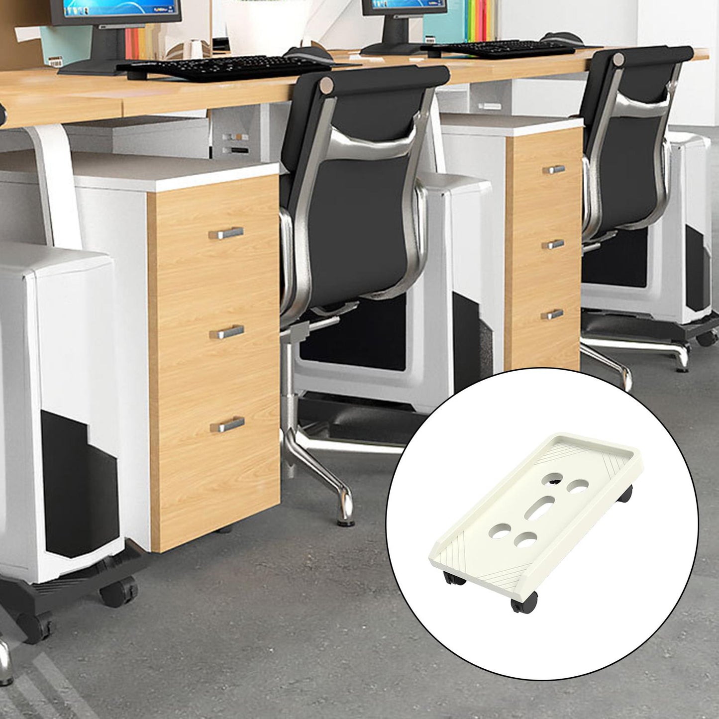 PC CPU Holder Stand Mobile with Wheels Cart for Office Home Under Desk Universal Apricot