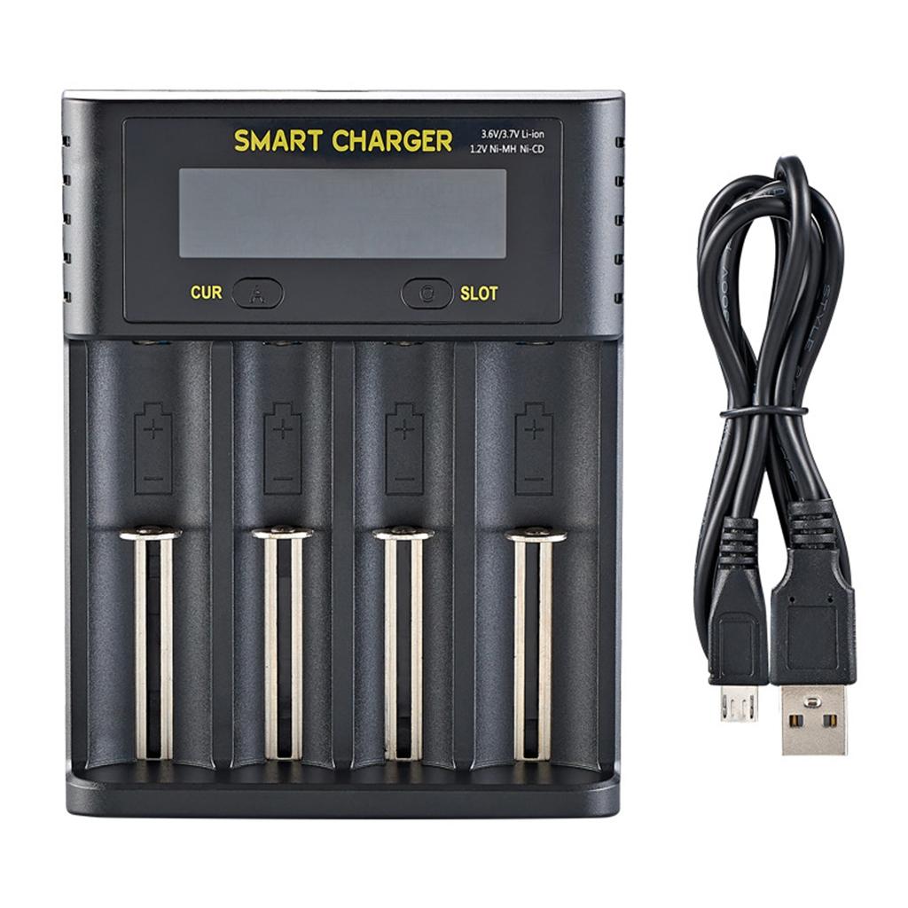 Batteries Charger 4 Slot 5V/2A Black for Li-Ion Batteries 18650 16340 10400