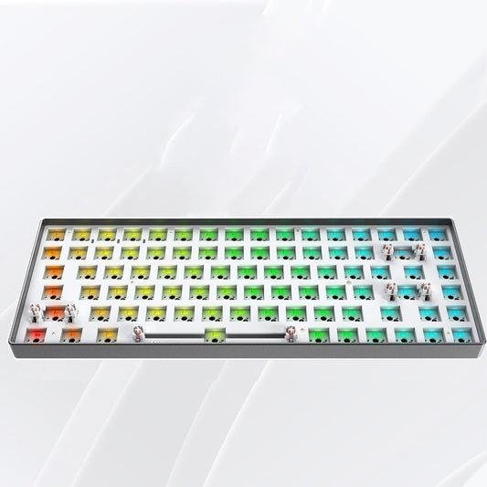 84 Key Modular Mechanical Keyboard Hot-Swappable with RGB light white silver