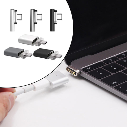 Magnetic USB C Adapter for MacBook Pro/Air Type C Devices Silver Straight