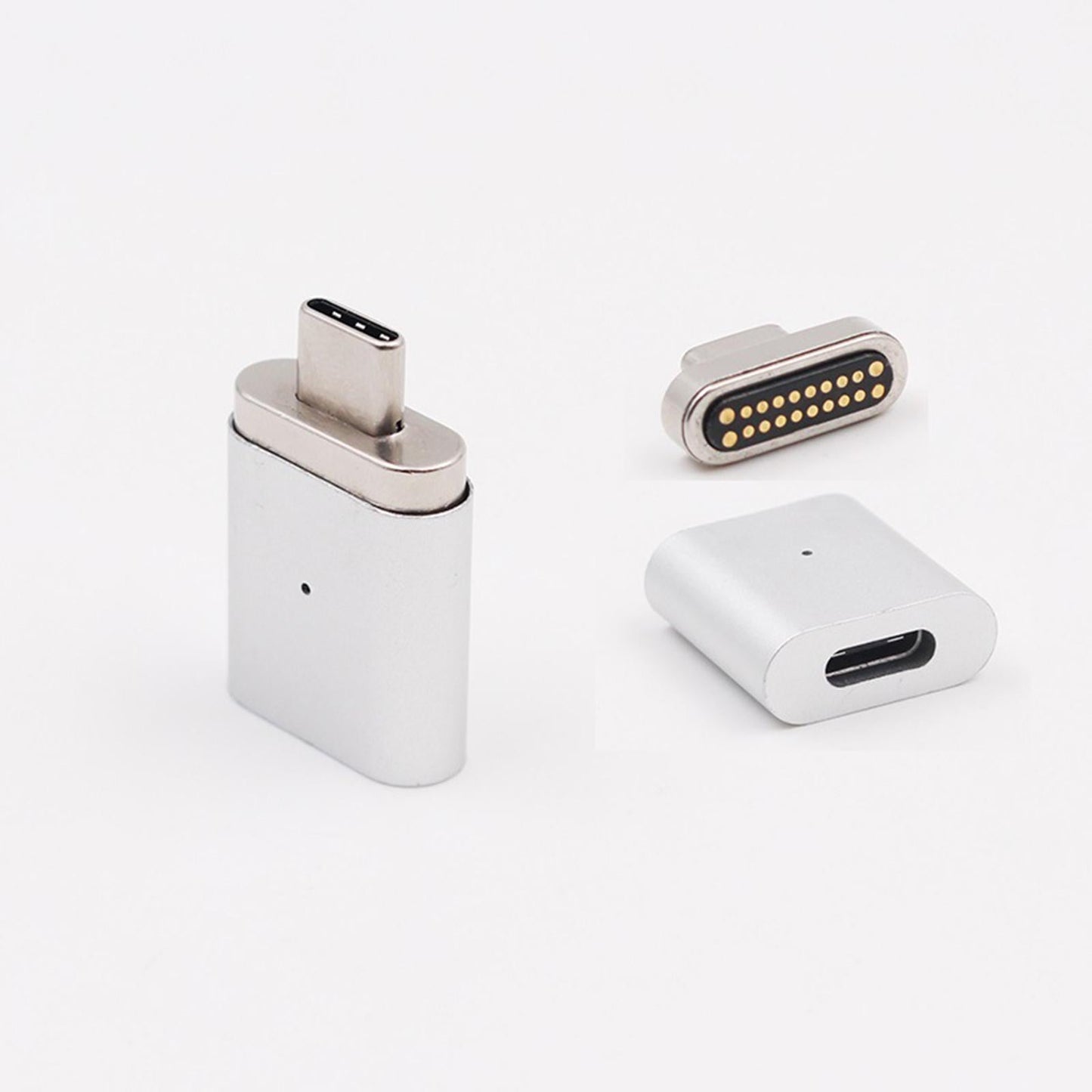 Magnetic USB C Adapter for MacBook Pro/Air Type C Devices Silver Elbow