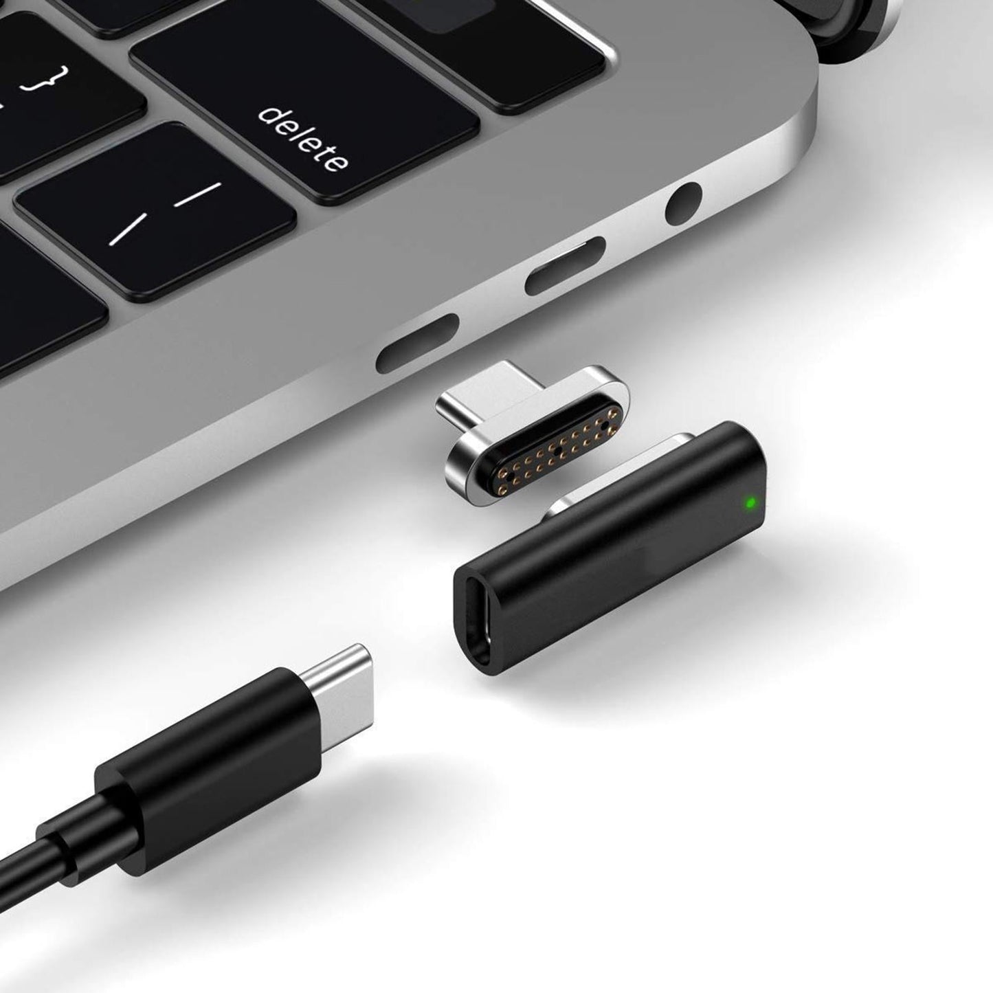 Magnetic USB C Adapter for MacBook Pro/Air Type C Devices Black Elbow