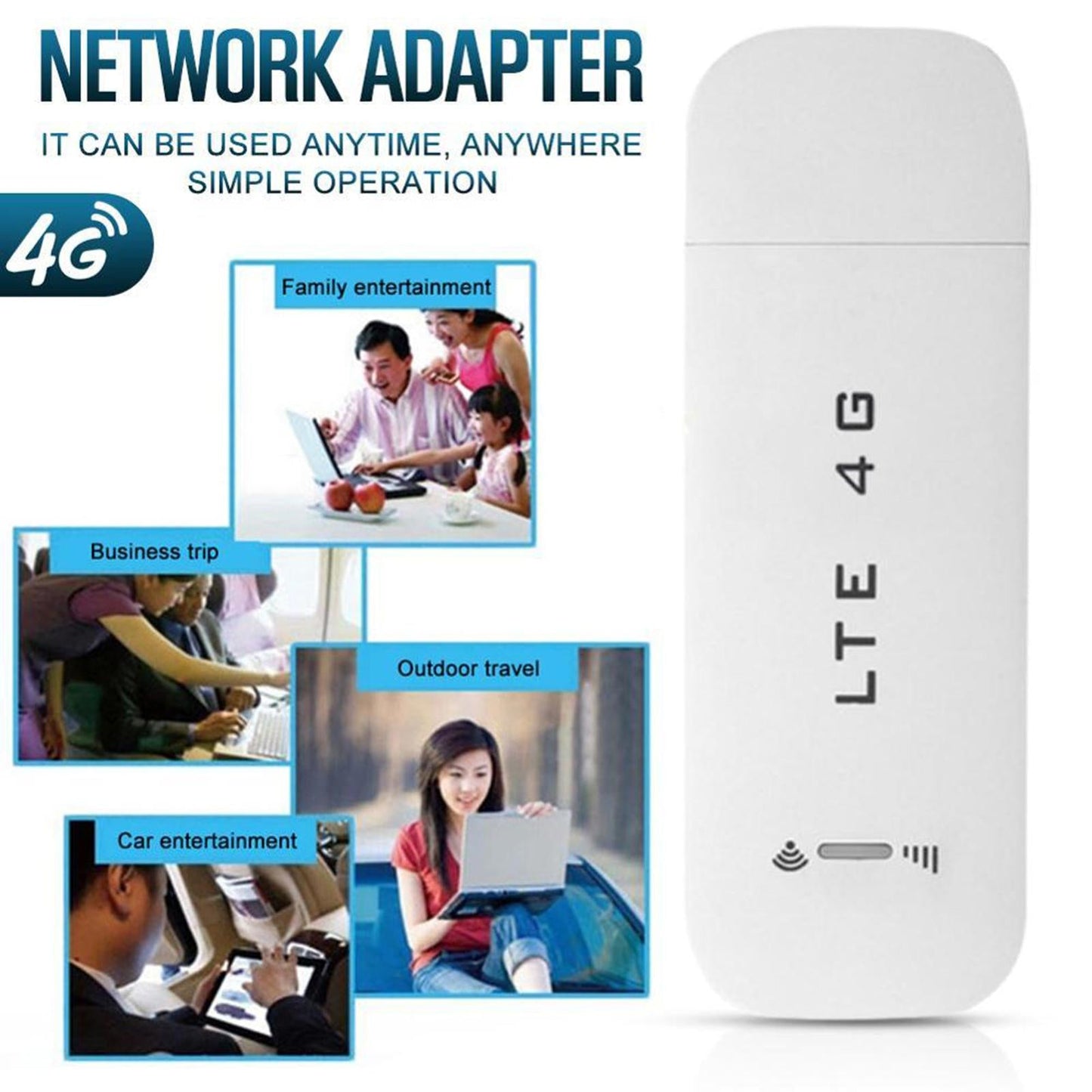 4G LTE USB Modem Signal Receiver Stick for Computer Laptop with WiFi Black