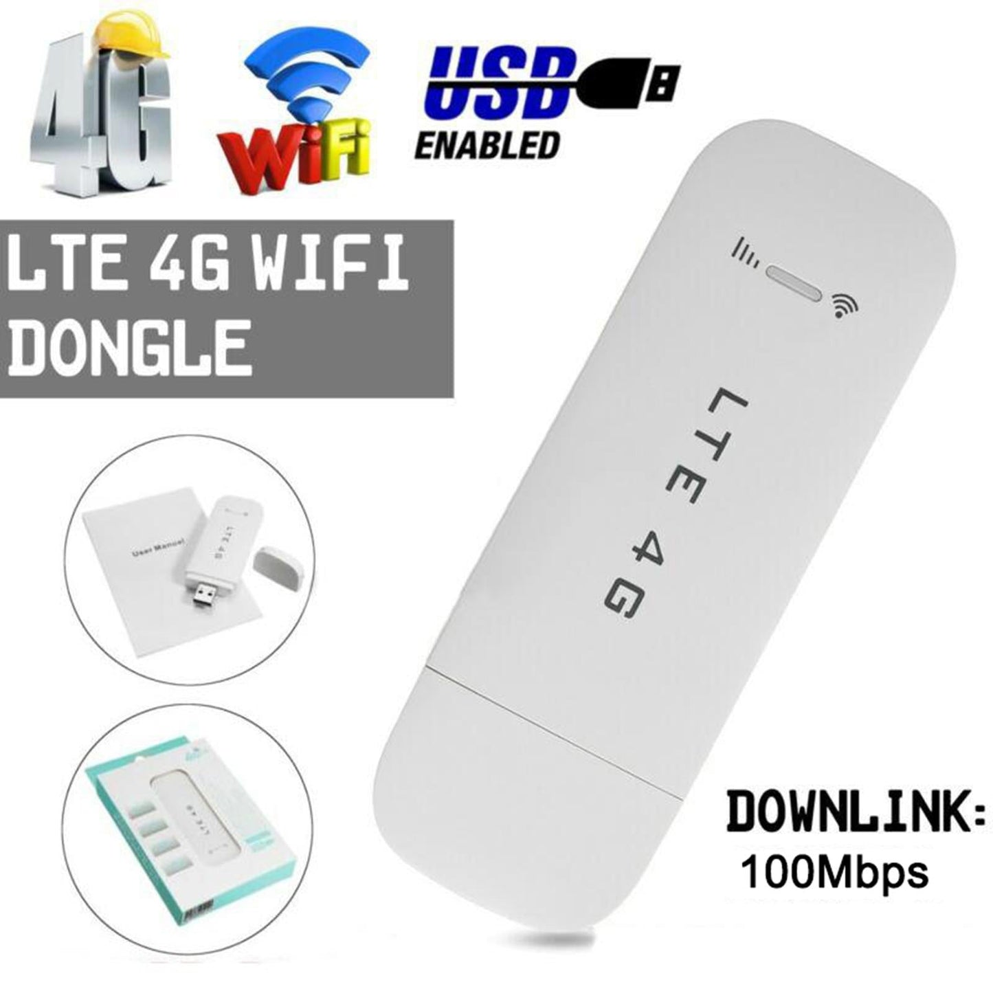 4G LTE USB Modem Signal Receiver Stick for Computer Laptop with WiFi Black
