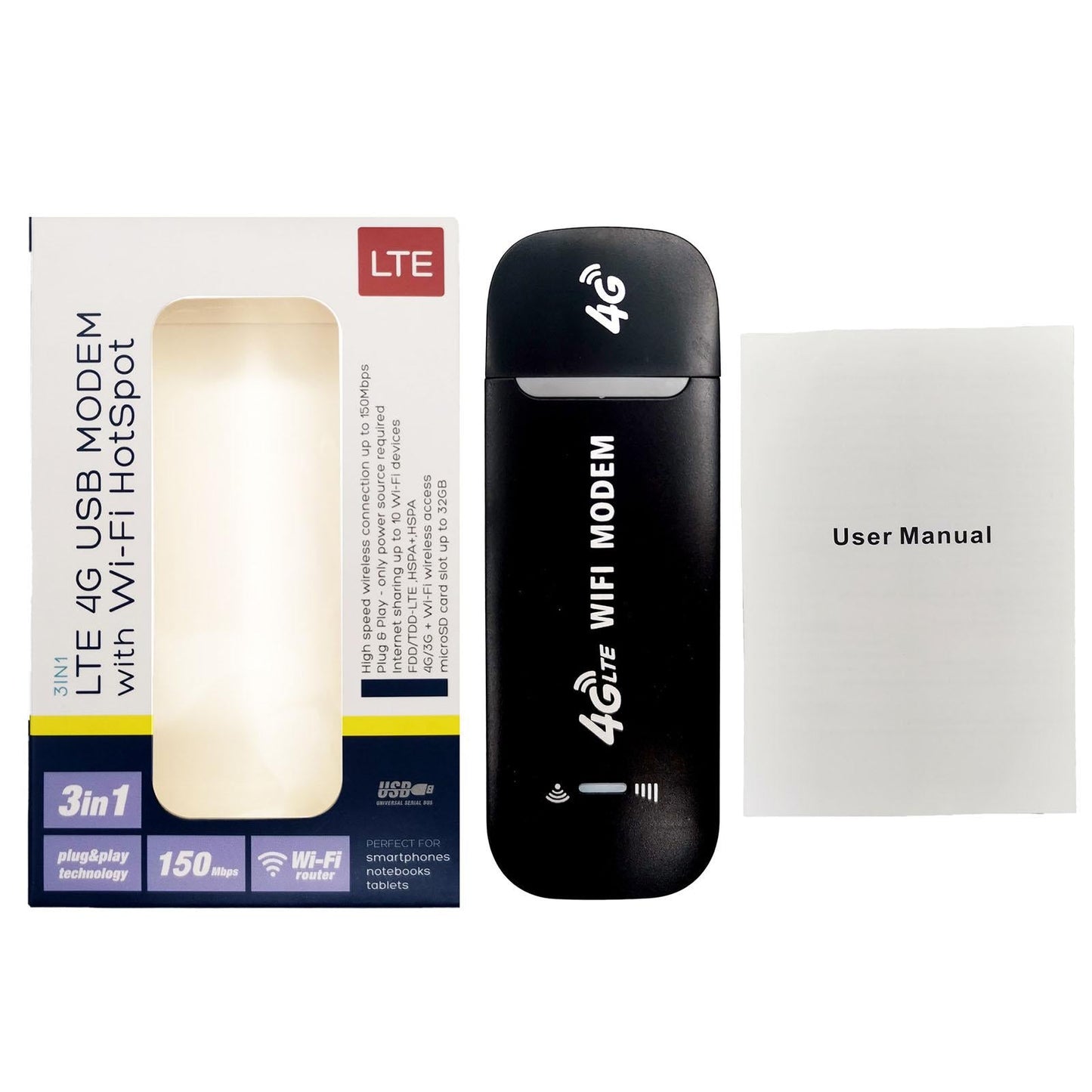 4G LTE USB Modem Dongle 150Mbps WiFi Wireless Unlocked for PC Laptop Desktop