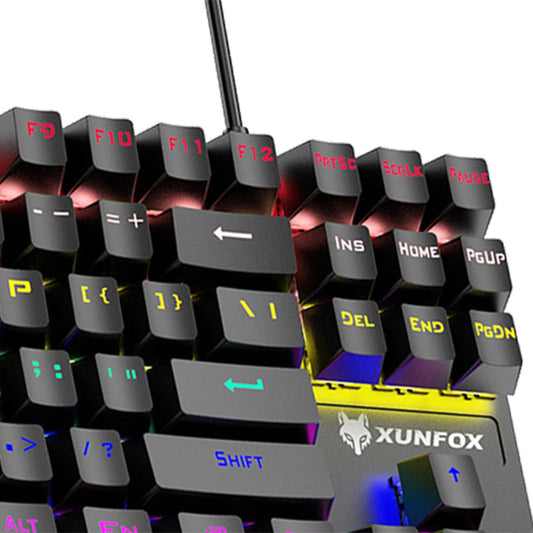 87 Keys Gaming Mechanical Keyboard Wired Rainbow Backlit Durable Non Slip B