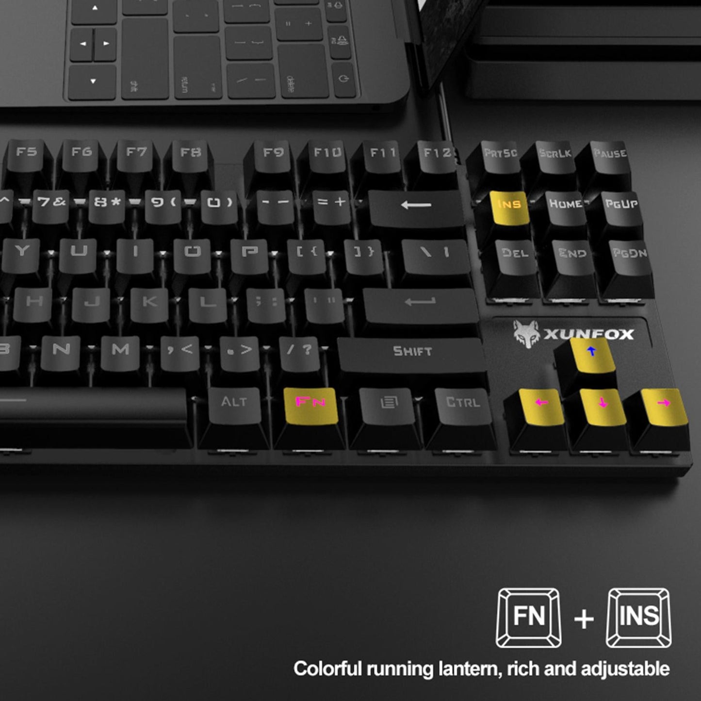 87 Keys Gaming Mechanical Keyboard Wired Rainbow Backlit Durable Non Slip D