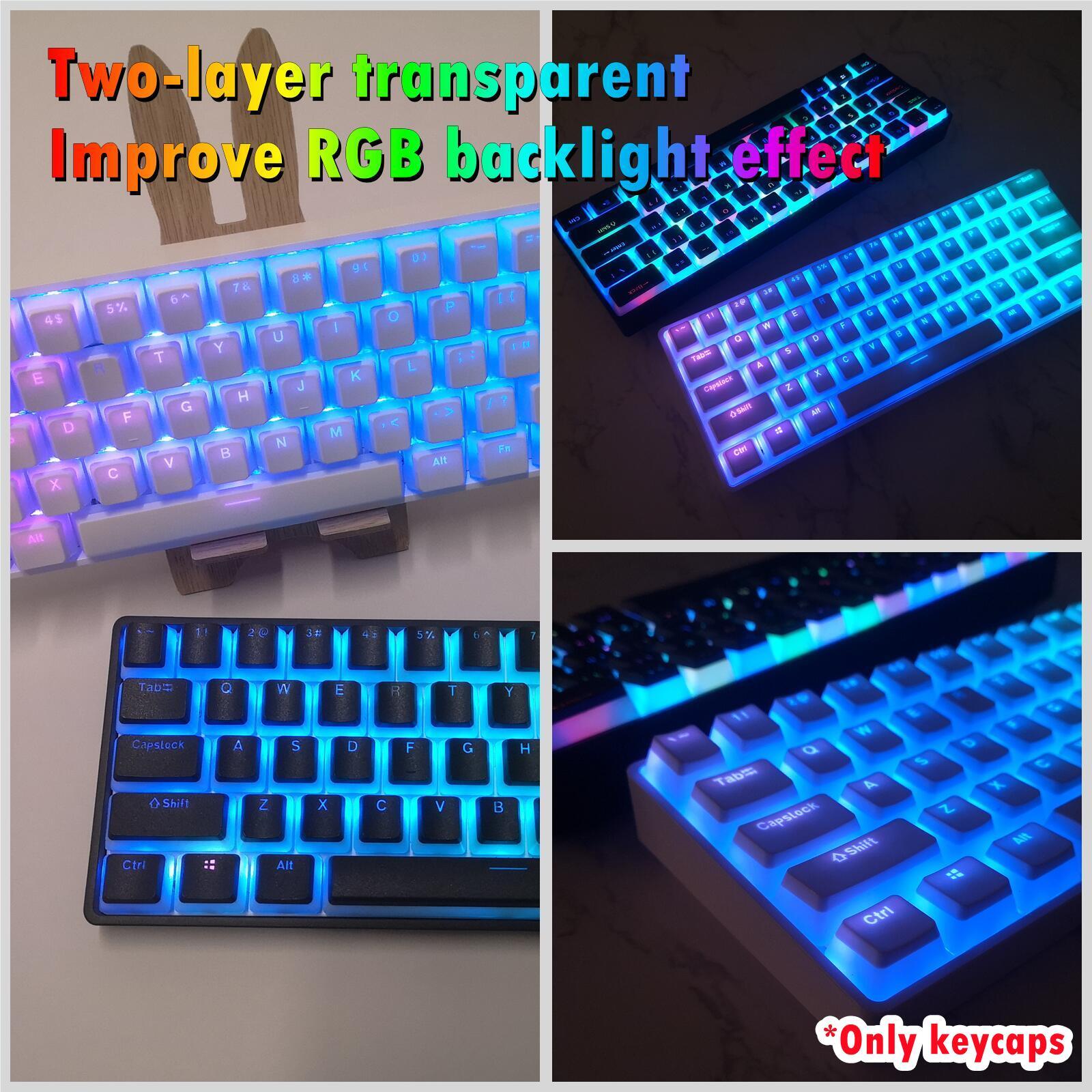 PBT Pudding Keycaps 156 Keys OEM Profile for Mechanical Keyboard Black ...