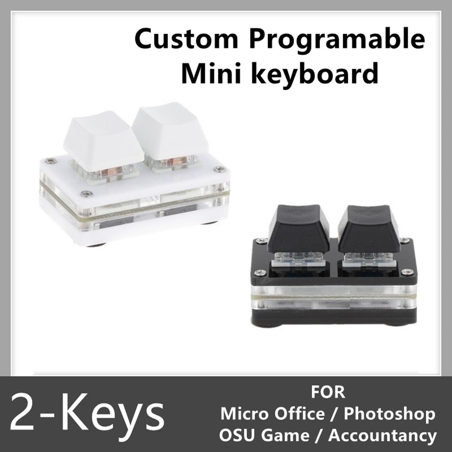 2-Key Mechanical Gaming Keypad Hot Swap Programming  White Red switch