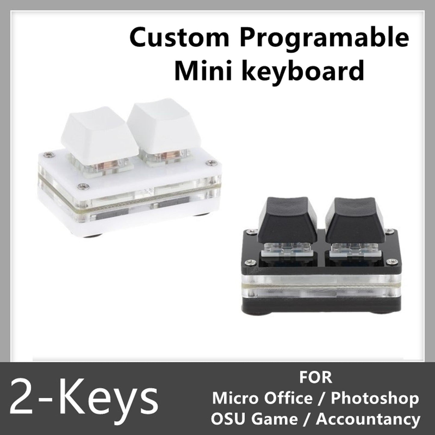2-Key Mechanical Gaming Keypad Hot Swap Programming  Black Red switch