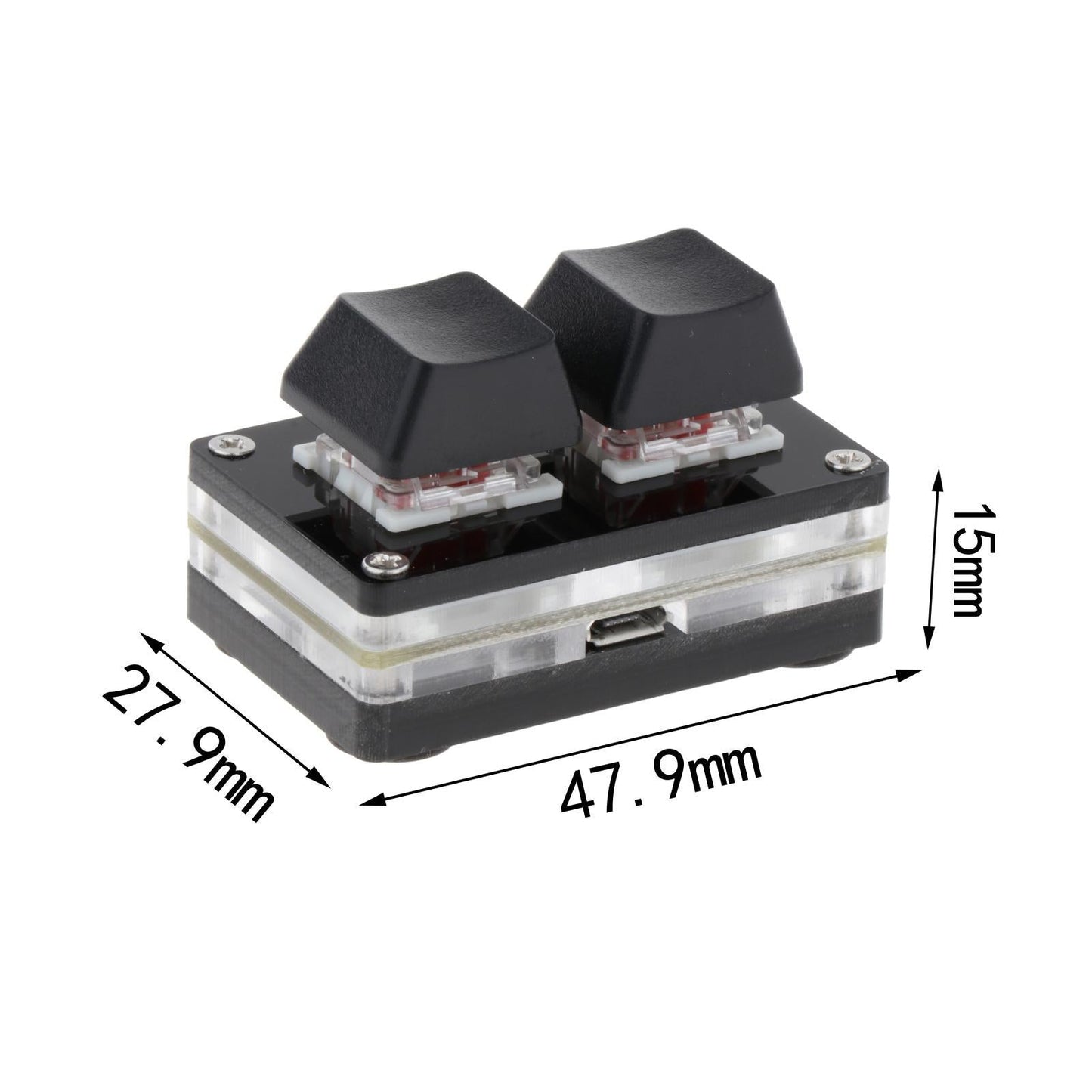 2-Key Mechanical Gaming Keypad Hot Swap Programming  Black Red switch