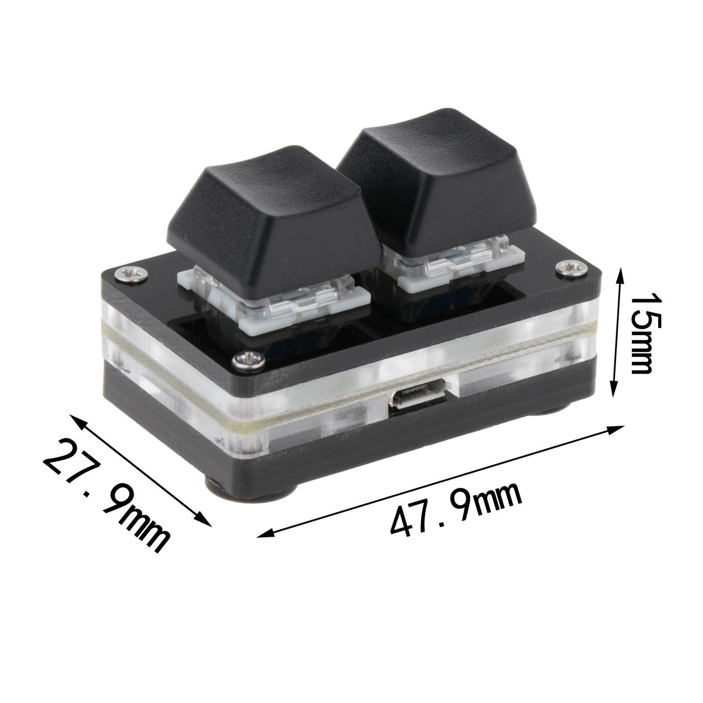 2-Key Mechanical Gaming Keypad Hot Swap Programming  Black Blue switch
