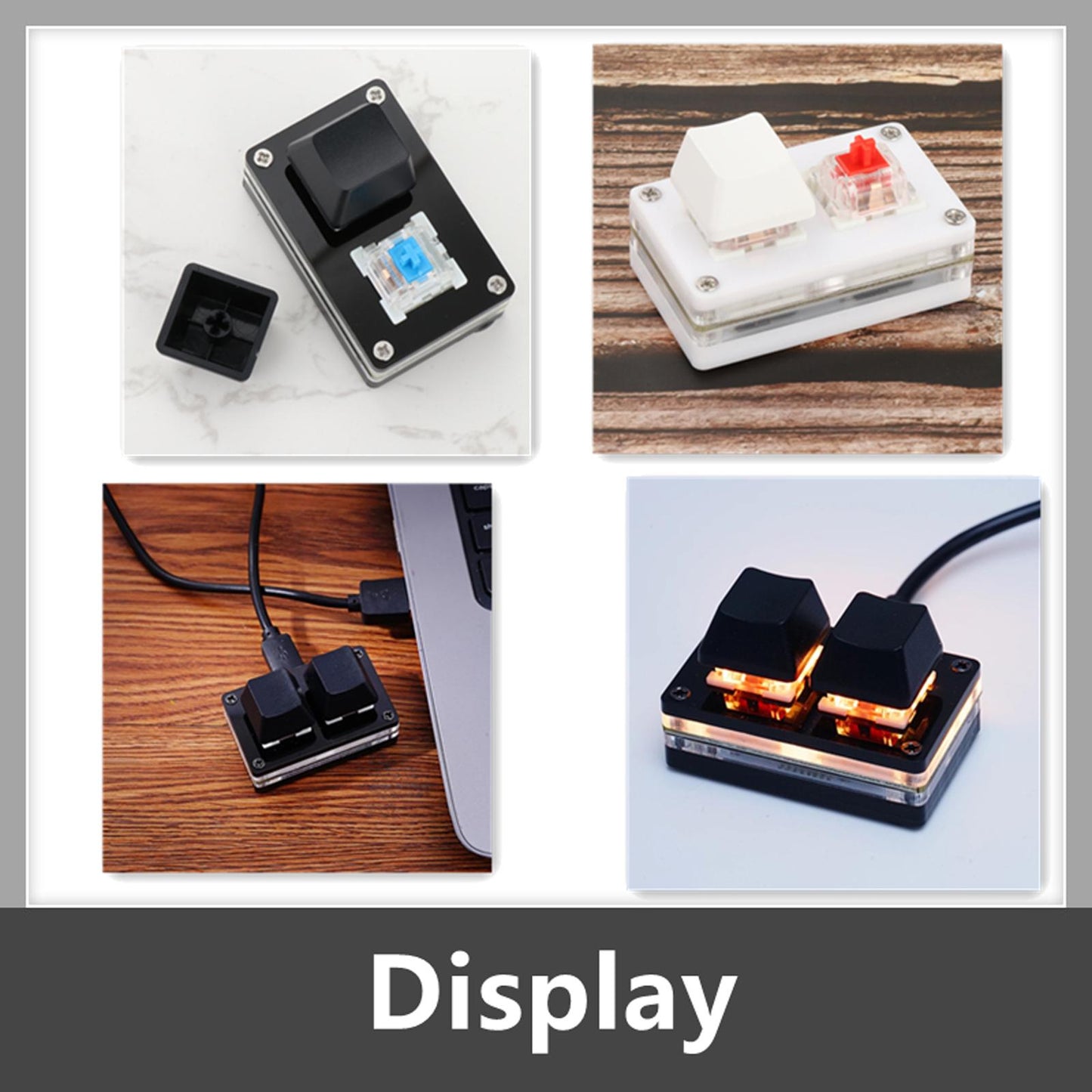 2-Key Mechanical Gaming Keypad Hot Swap Programming  Black Blue switch