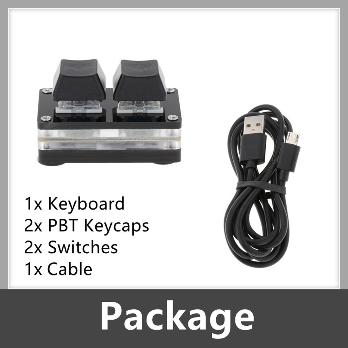 2-Key Mechanical Gaming Keypad Hot Swap Programming  Black Blue switch
