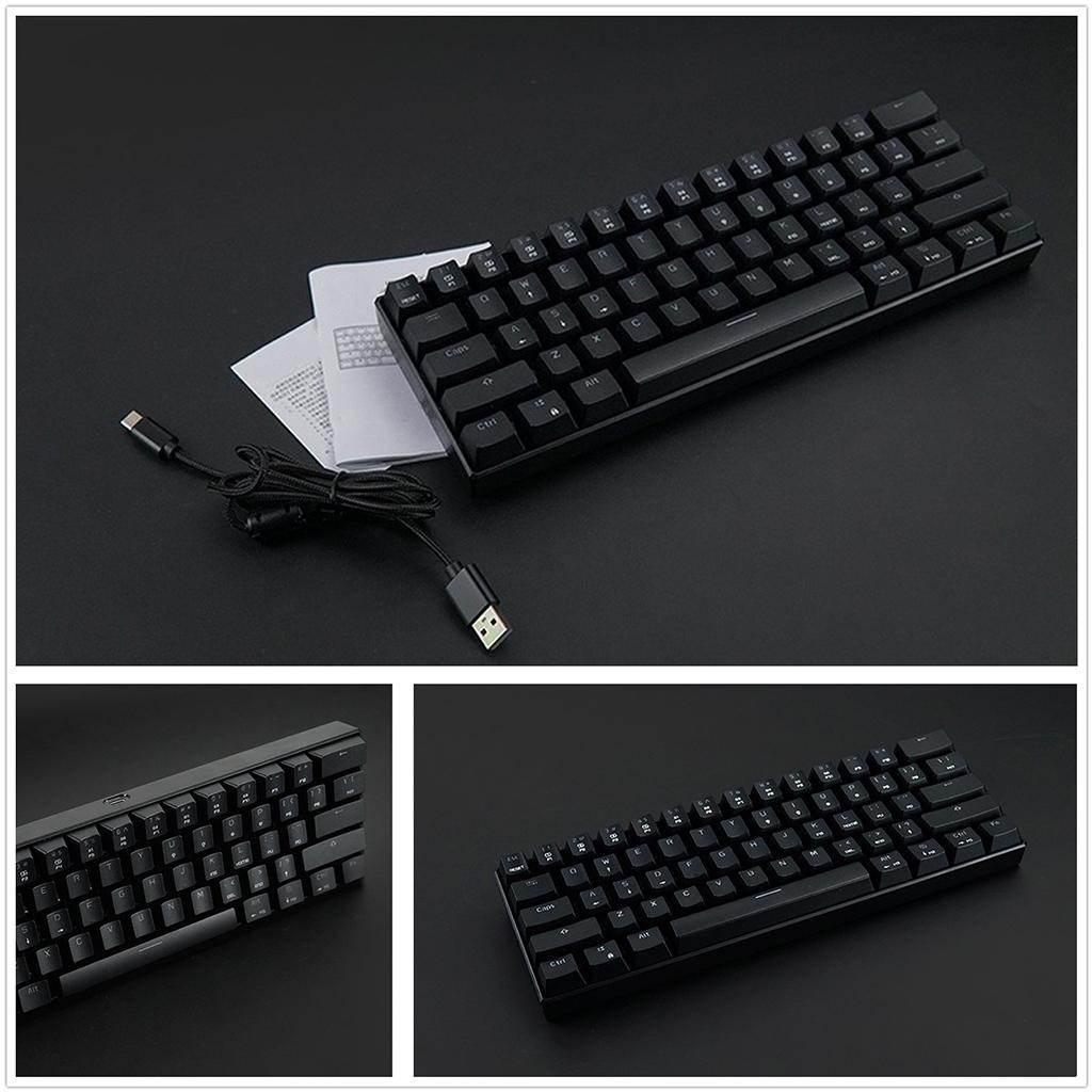 61-Key Ck61 Mechanical Keyboard with Russian Font Compact for Computer Red Switch
