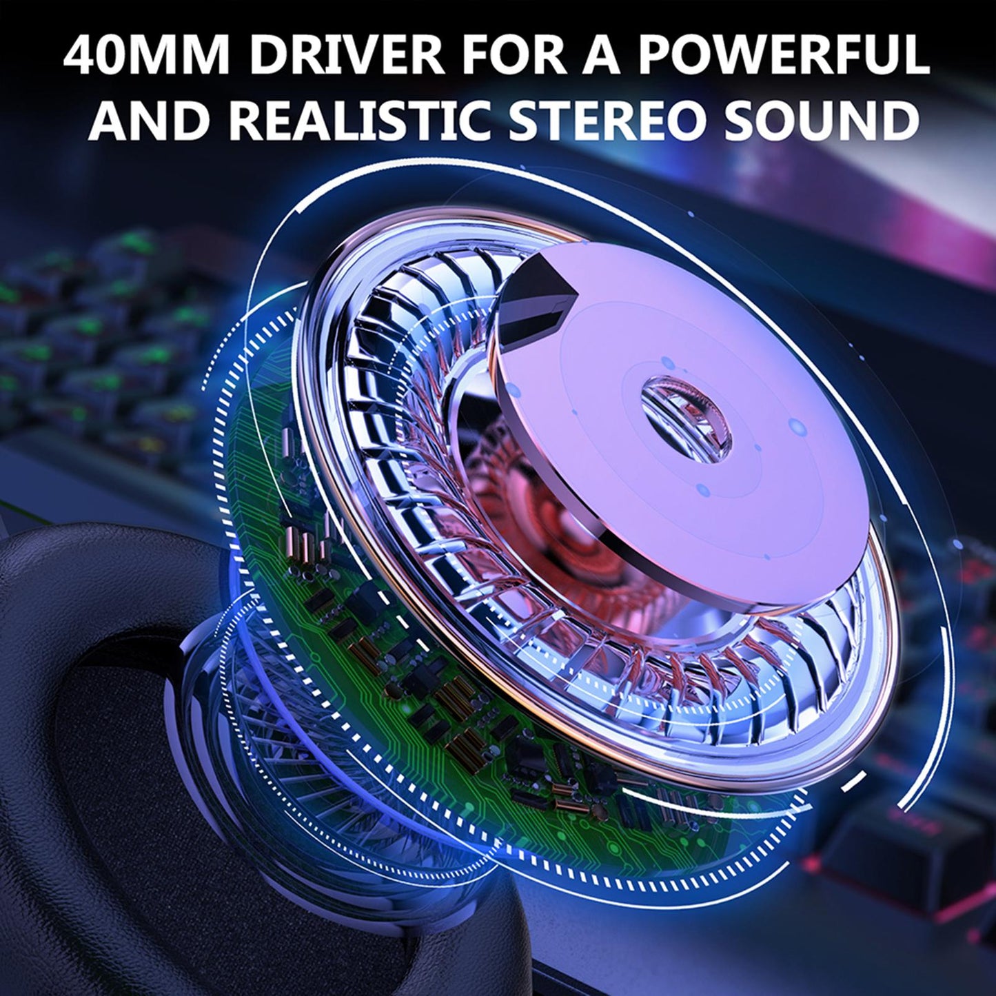 RGB Gaming Headset Over-Ear Mini for Competition Movie Laptop Gym Running