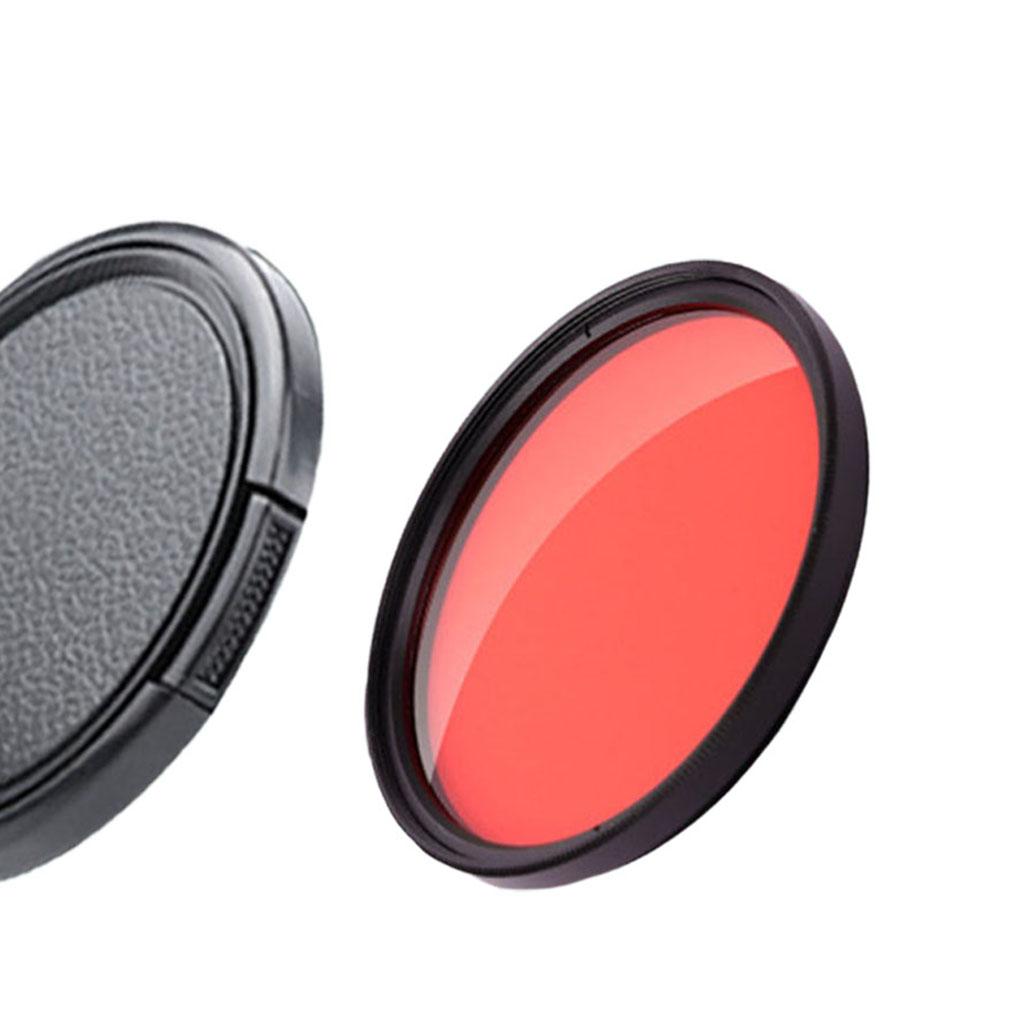 58mm Red Lens Filter + Lens Cover Round Parts Tool for Water Sports