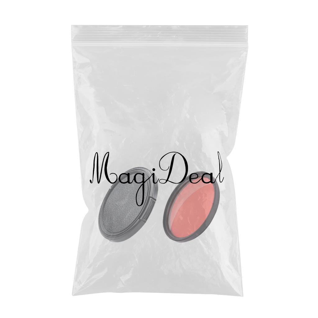 58mm Red Lens Filter + Lens Cover Round Parts Tool for Water Sports