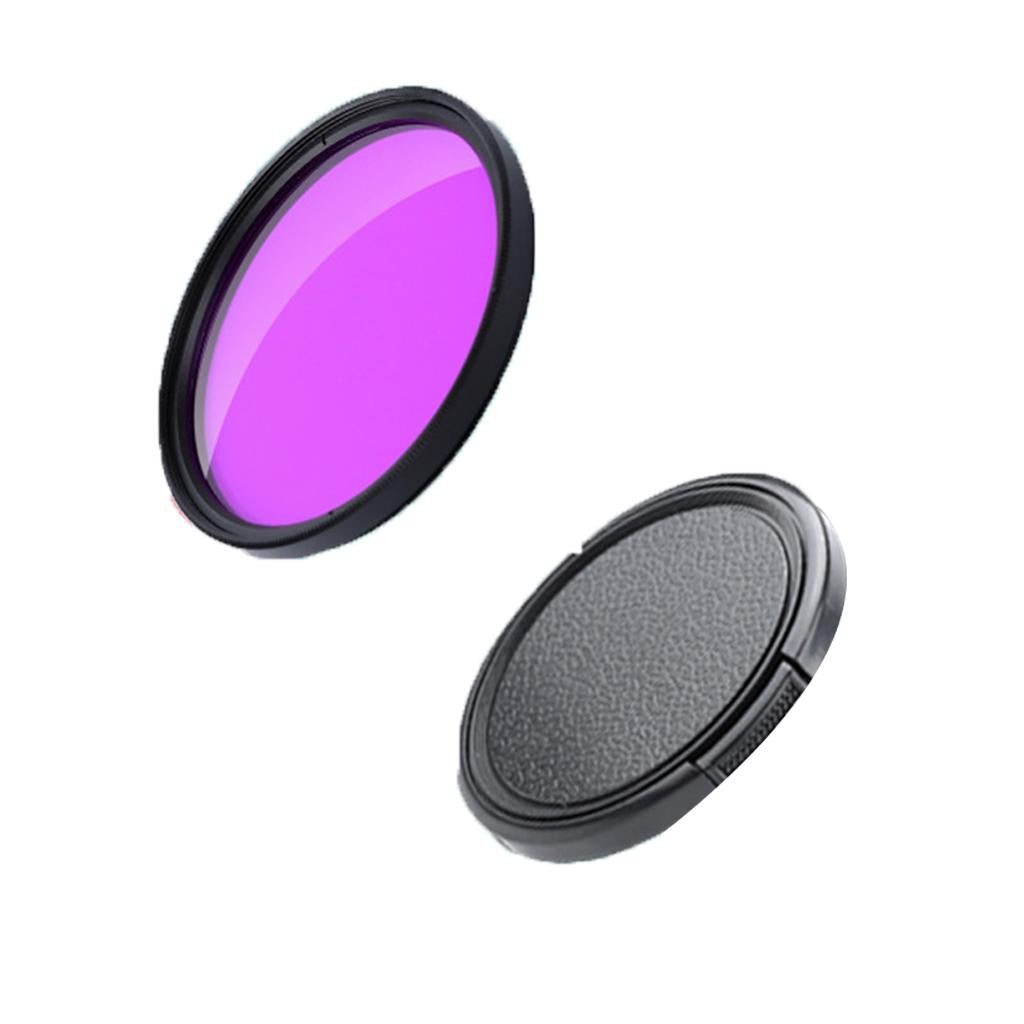 58mm Purple Lens Filter + Lens Cover Round Parts Tool for Water Sports