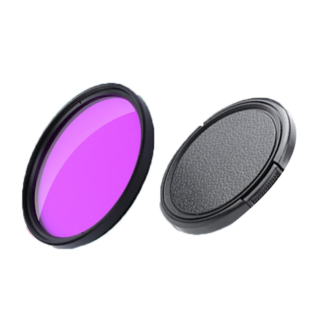 58mm Purple Lens Filter + Lens Cover Round Parts Tool for Water Sports