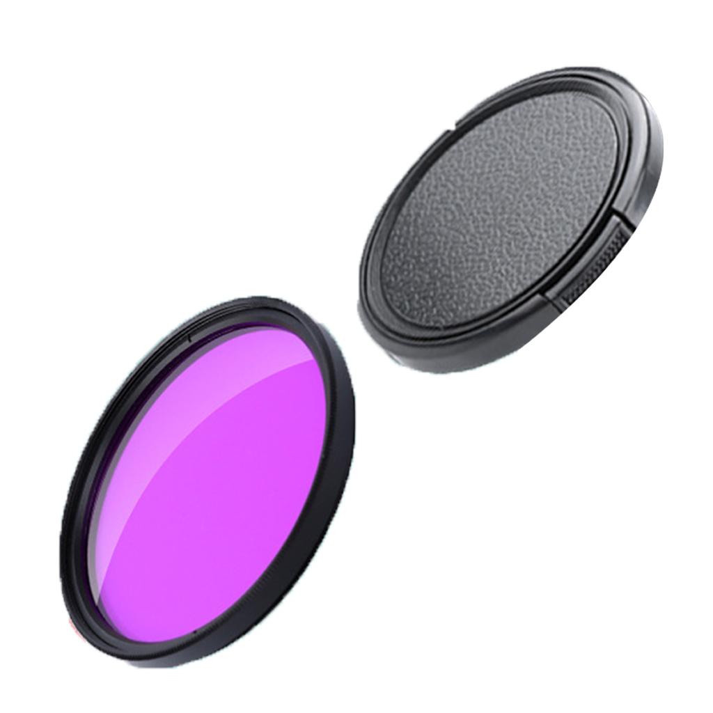 58mm Purple Lens Filter + Lens Cover Round Parts Tool for Water Sports