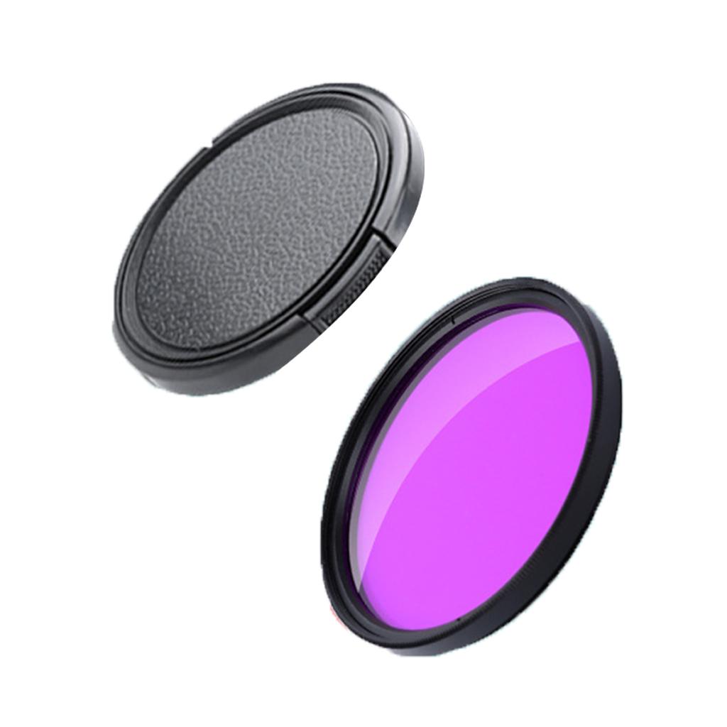 58mm Purple Lens Filter + Lens Cover Round Parts Tool for Water Sports