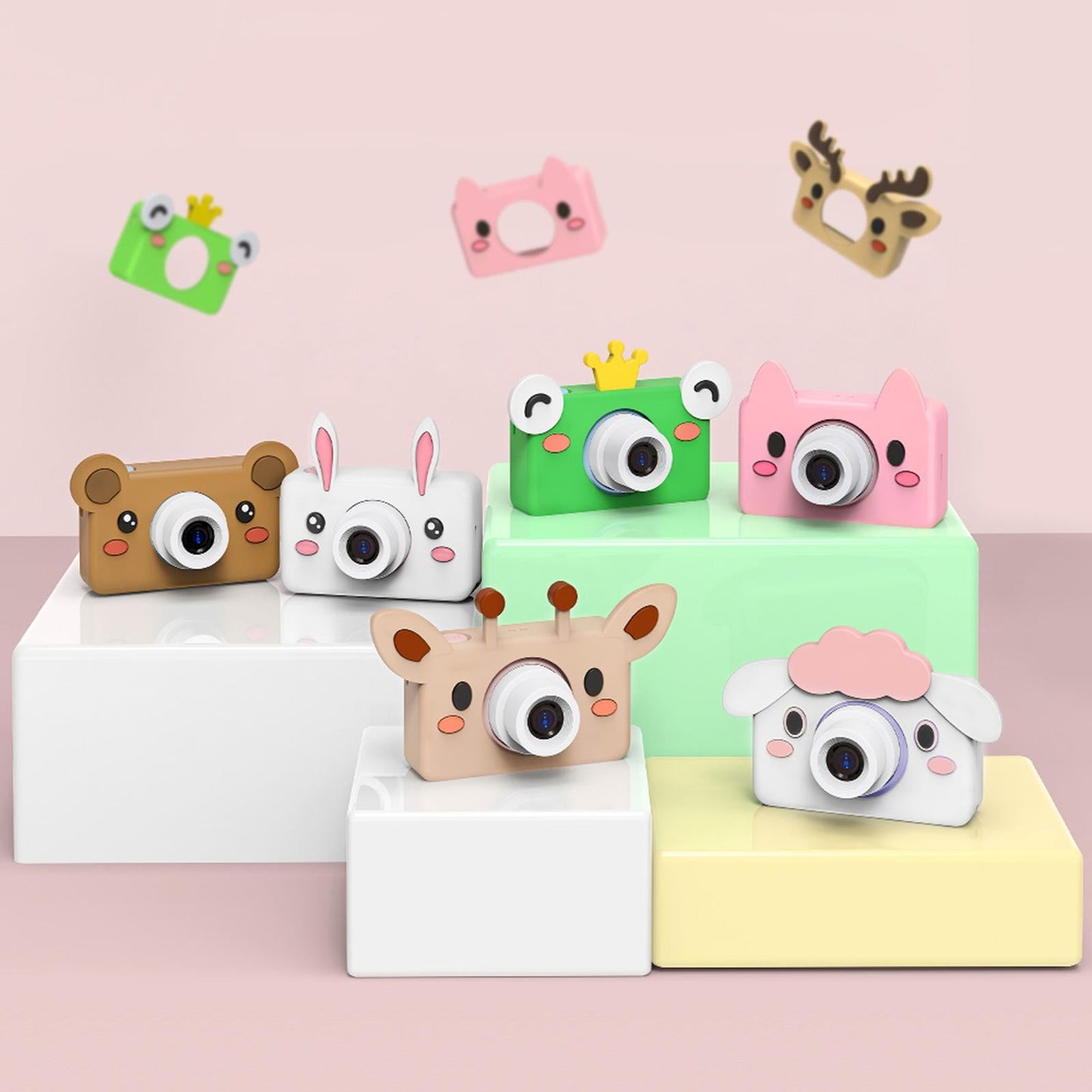 Cute Silicone Cover for Kids Camera for Outdoor Play for Kids 3-8 Years Old Pink Pig