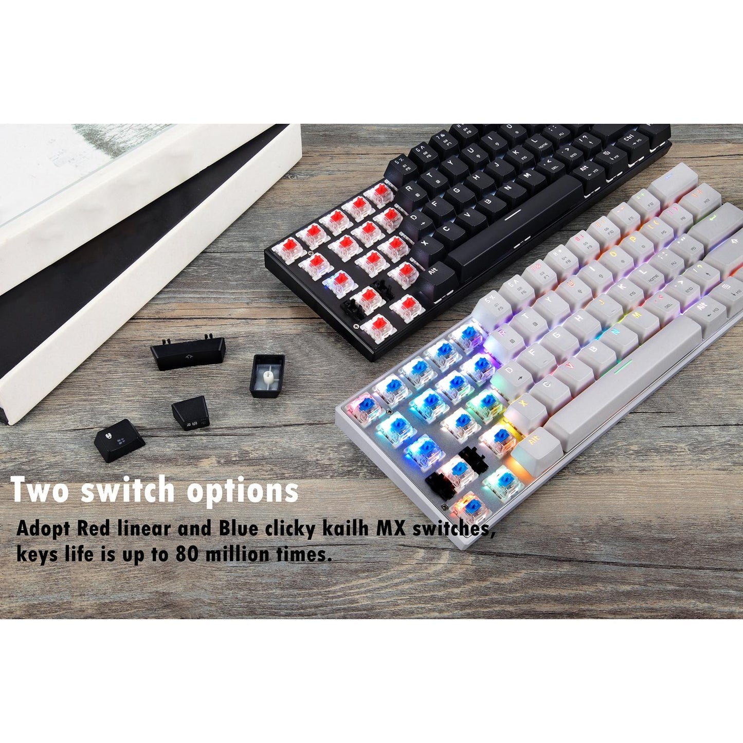 Mechanical Keyboard 61 Key ABS Plasic Classic Durable for Laptop Computer White Green Shaft