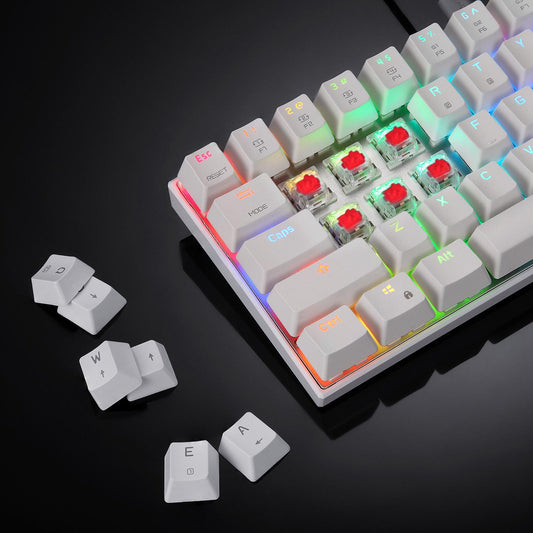 Mechanical Keyboard 61 Key ABS Plasic Classic Durable for Laptop Computer White Red Shaft