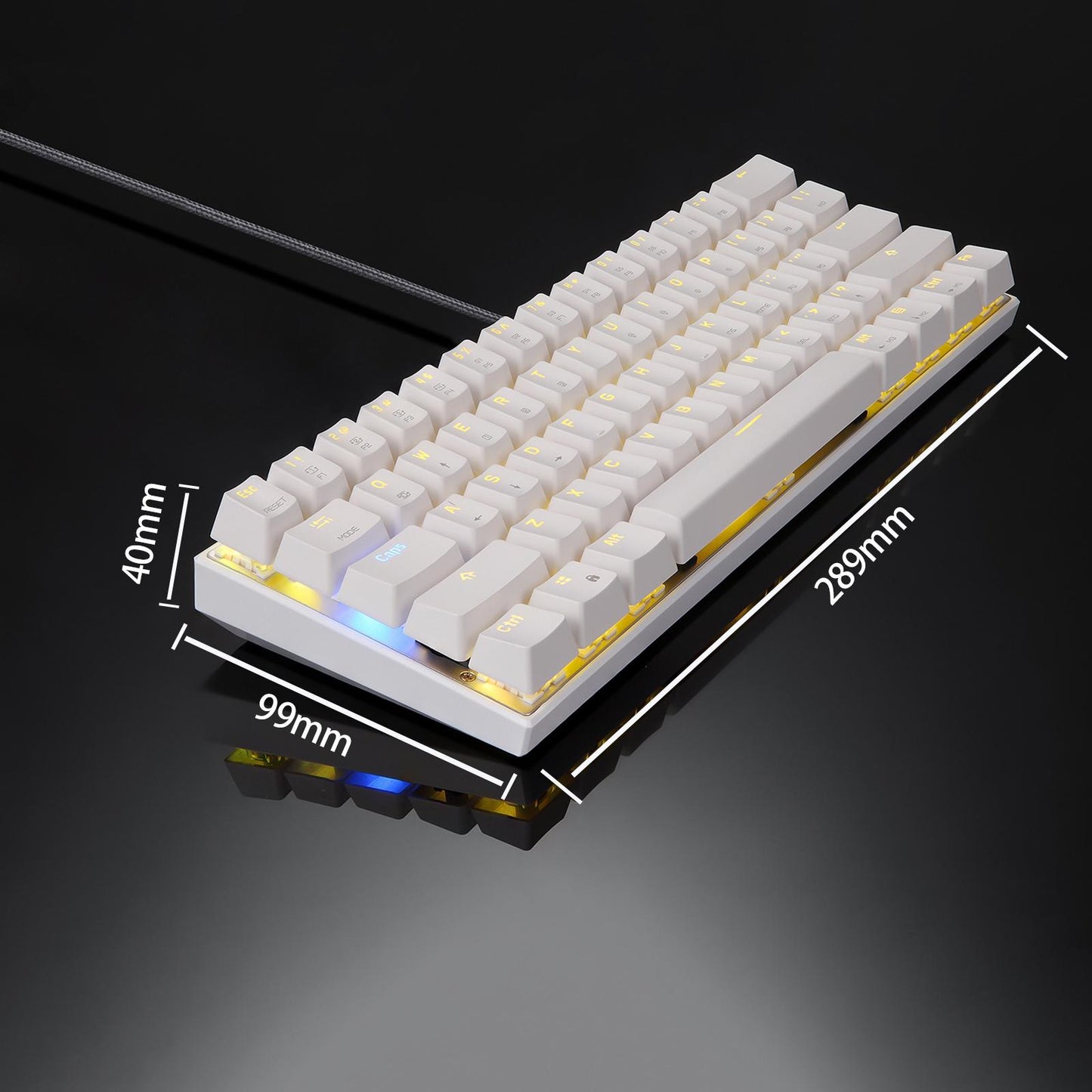 Mechanical Keyboard 61 Key ABS Plasic Classic Durable for Laptop Computer White Red Shaft