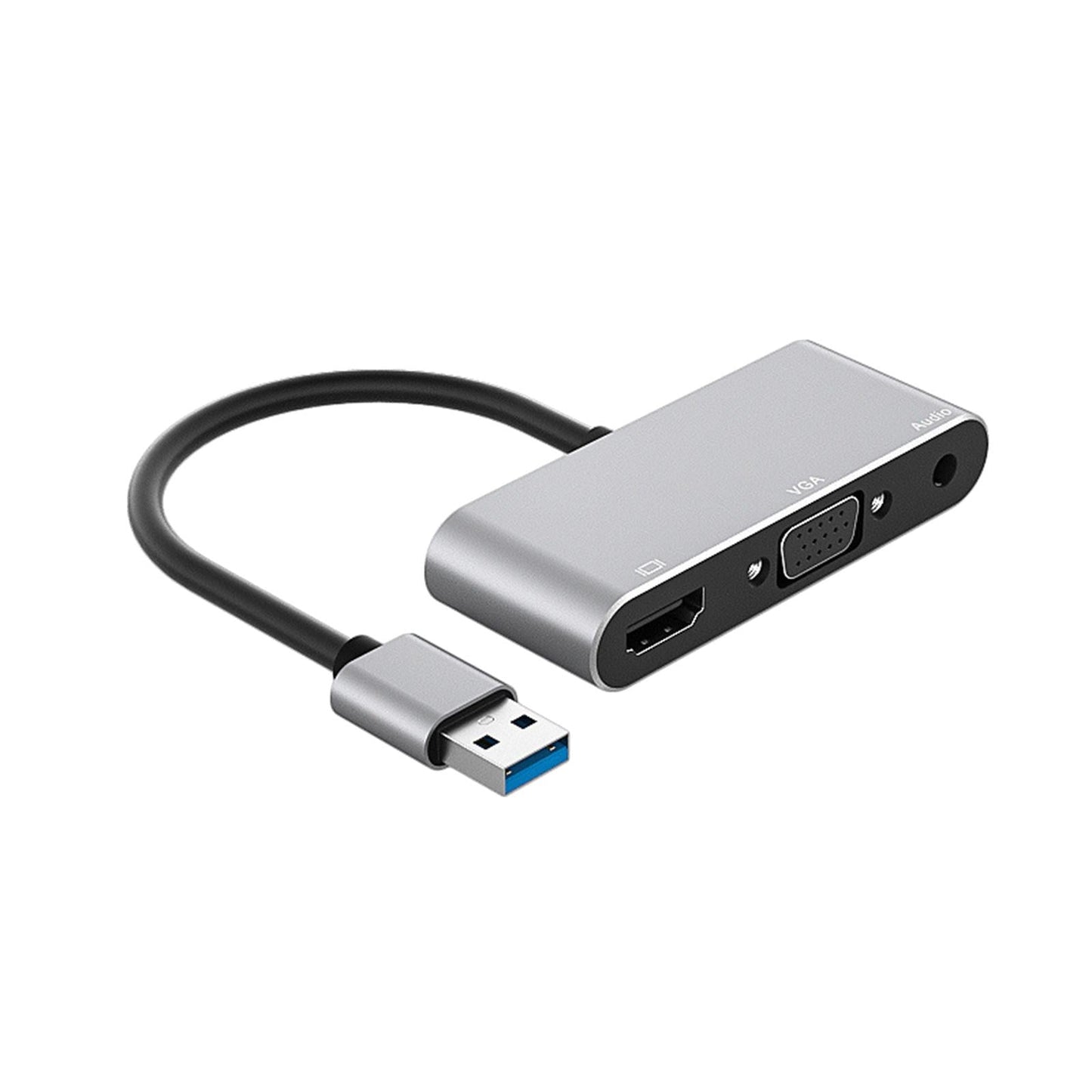 USB 3.0 to HDMI VGA Adapter with Audio Output 1080P for Laptop PC Silver