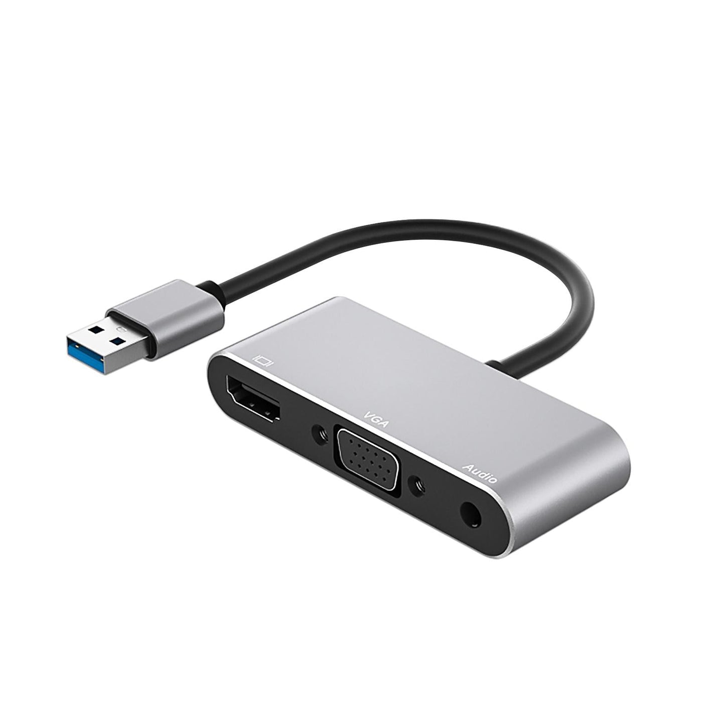 USB 3.0 to HDMI VGA Adapter with Audio Output 1080P for Laptop PC Silver