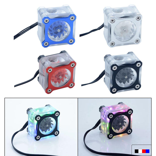 PC Impeller Water Flow Meter Indicator 5 V RGB Light G1/4 Threaded Silver