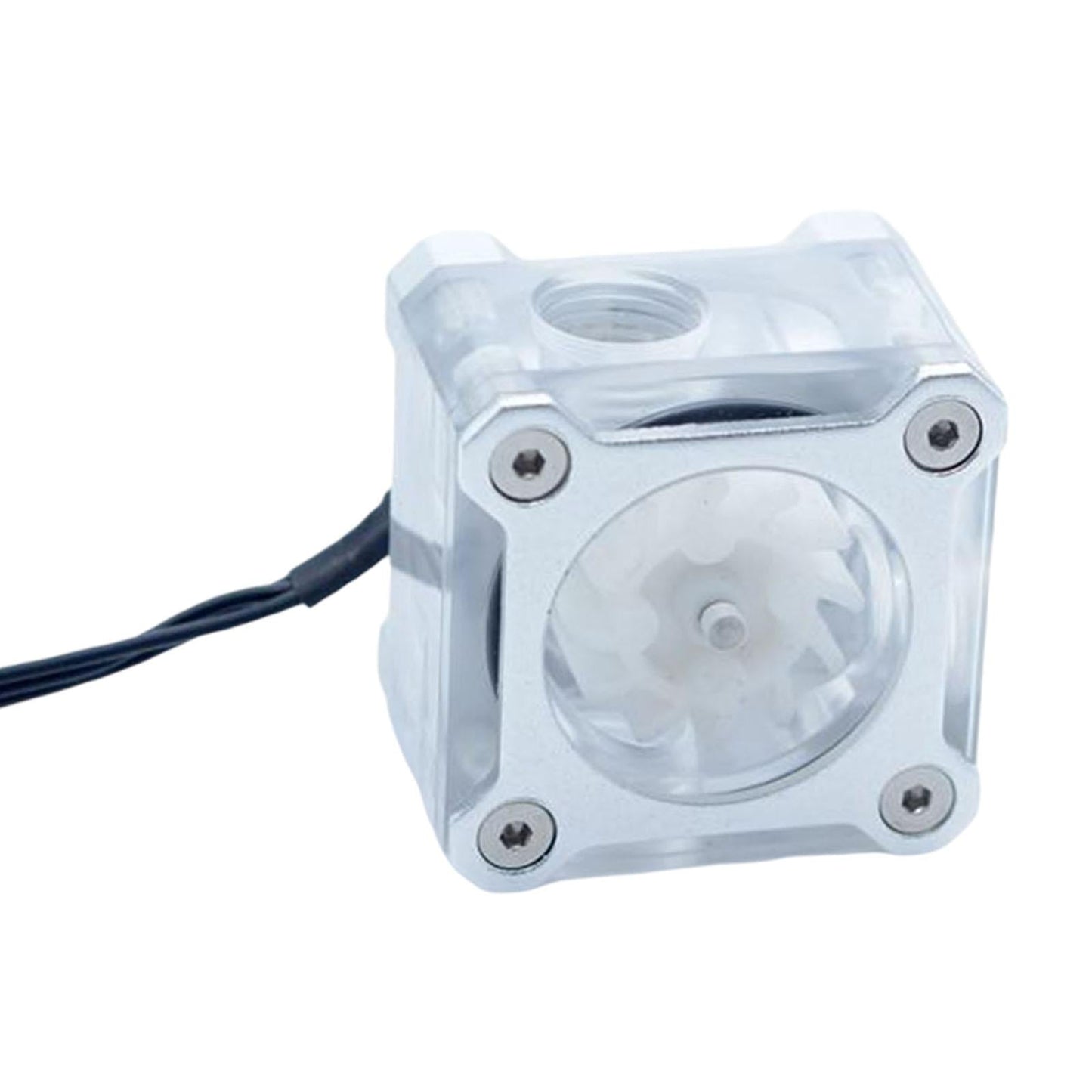 PC Impeller Water Flow Meter Indicator 5 V RGB Light G1/4 Threaded Silver