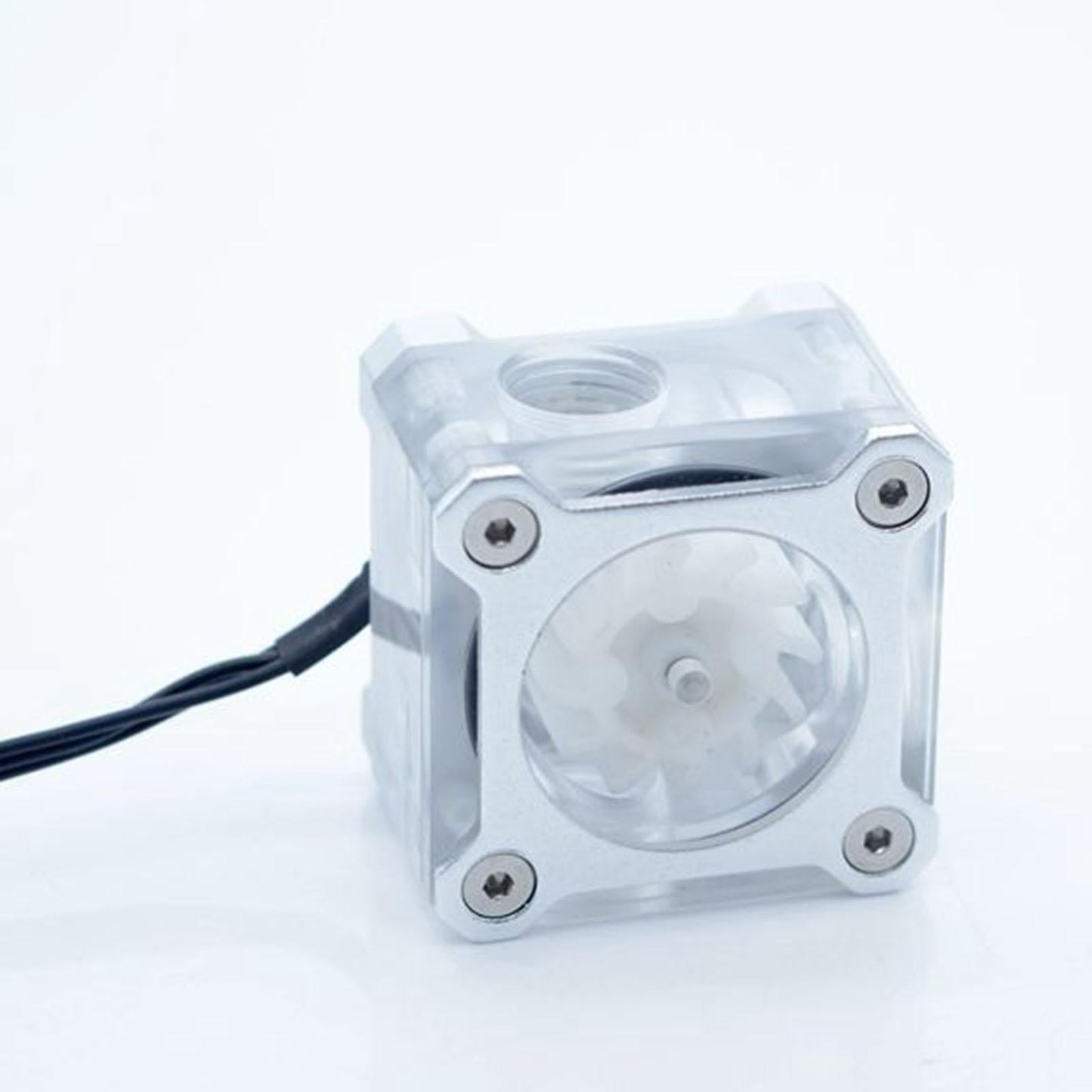 PC Impeller Water Flow Meter Indicator 5 V RGB Light G1/4 Threaded Silver