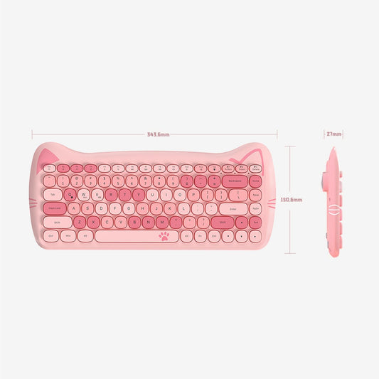 2.4G Gaming Keyboard 84 Keys Bluetooth 3.0/Wired for Home Tablet Users Pink