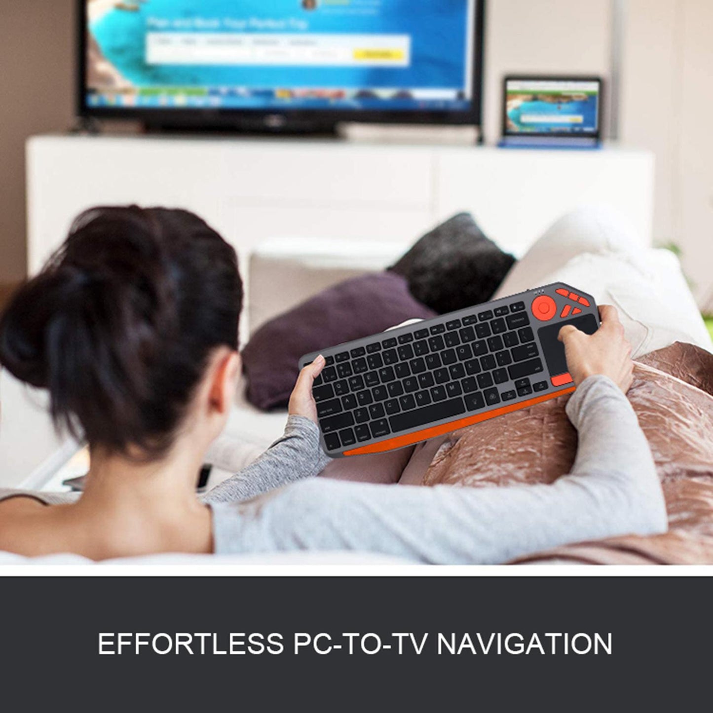 Mini Bluetooth+2.4G Wireless Keyboard with Touchpad for TV Tablet  White