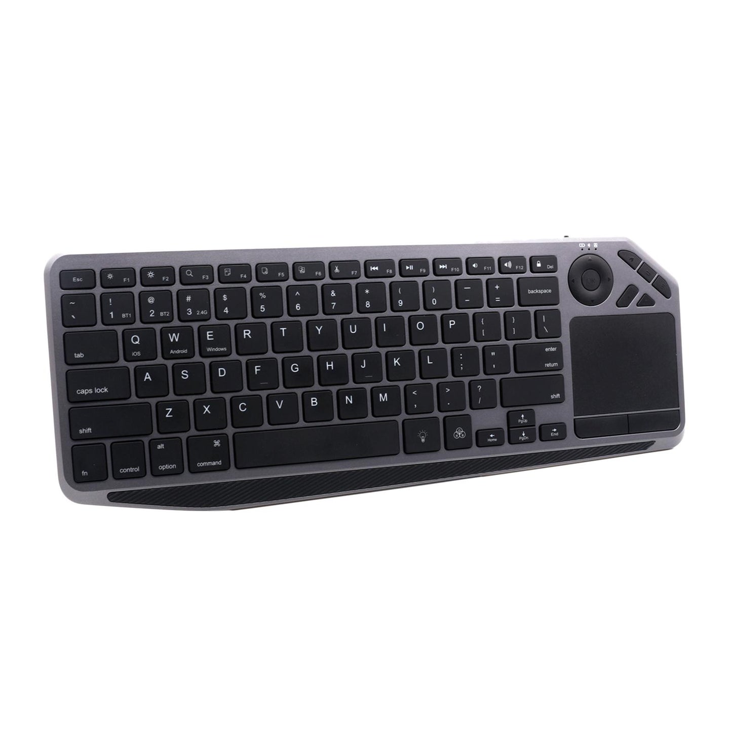 Mini Bluetooth+2.4G Wireless Keyboard with Touchpad for TV Tablet  Black