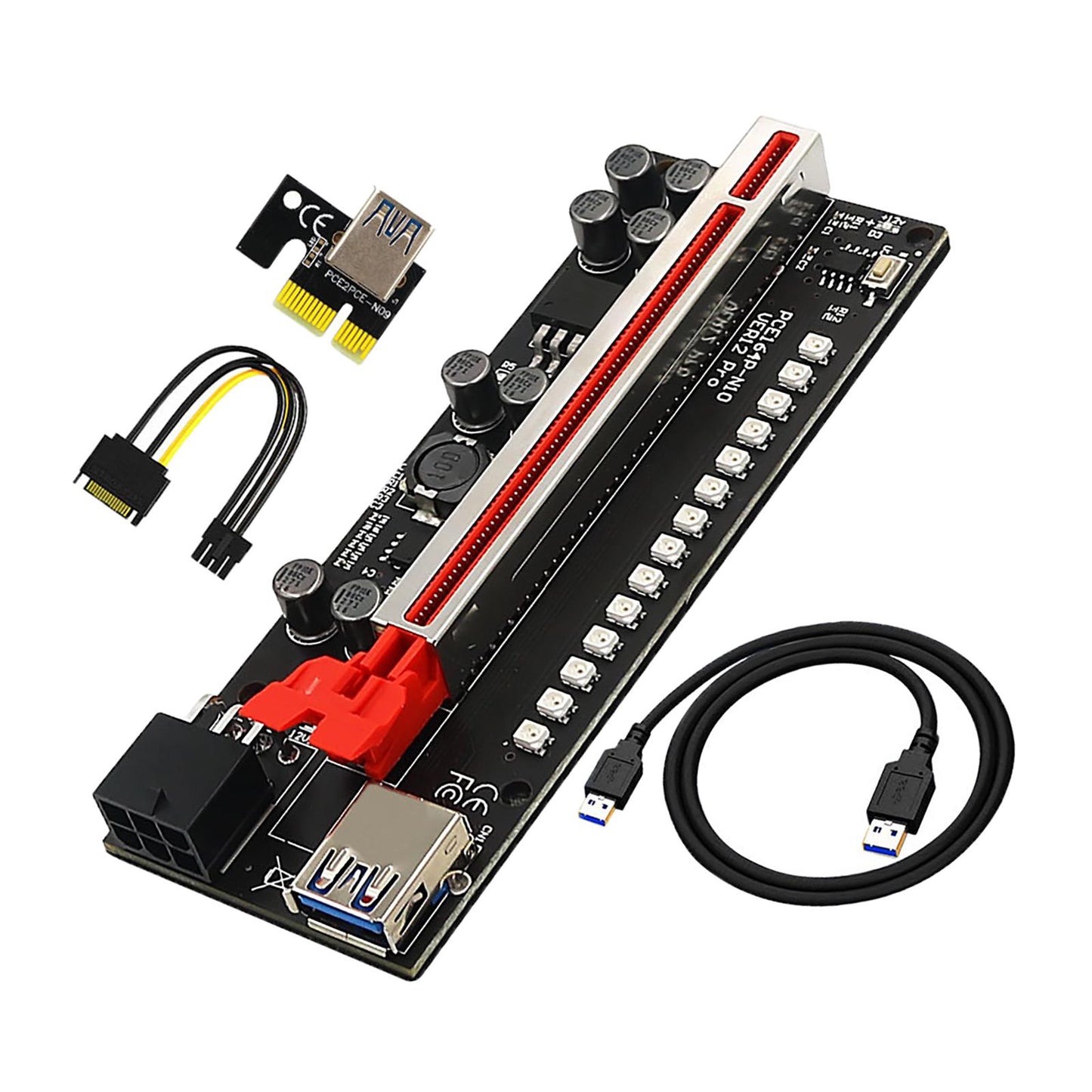 Pci-E PCIe Riser Ver12Pro 1x to 16x Graphics Extension Riser Card for Mining