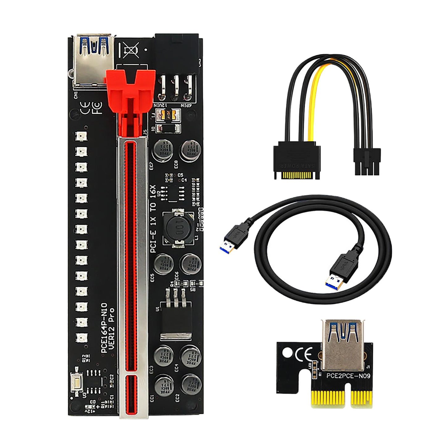 Pci-E PCIe Riser Ver12Pro 1x to 16x Graphics Extension Riser Card for Mining