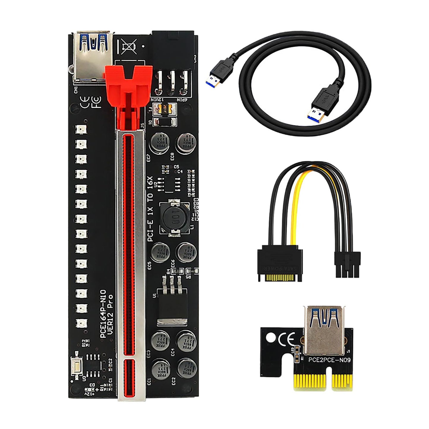 Pci-E PCIe Riser Ver12Pro 1x to 16x Graphics Extension Riser Card for Mining