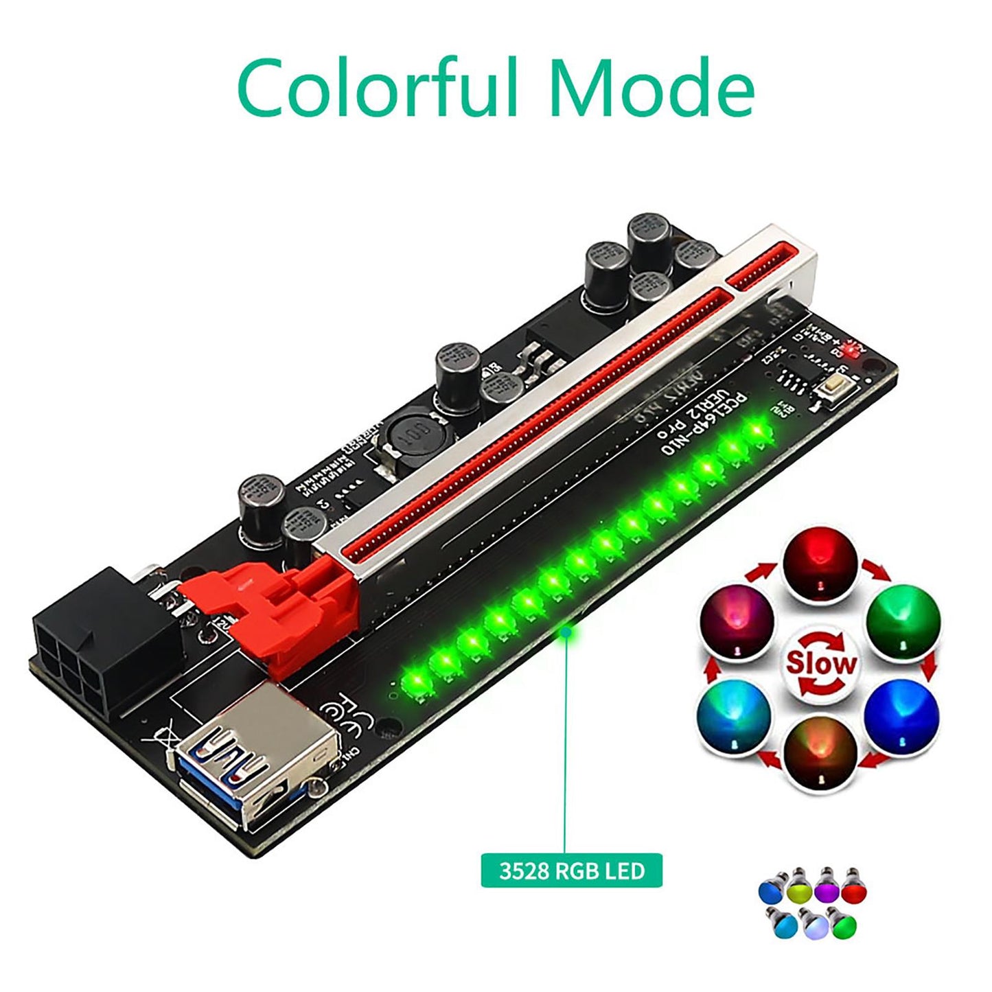 Pci-E PCIe Riser Ver12Pro 1x to 16x Graphics Extension Riser Card for Mining
