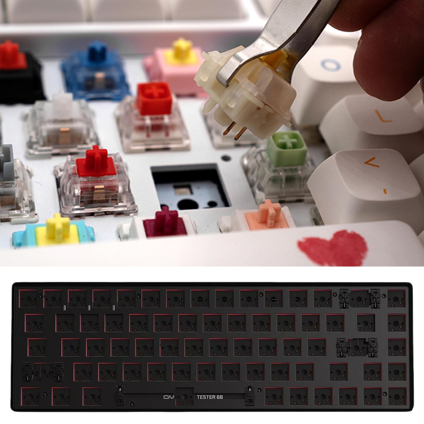 Mechanical Keyboard DIY Kit Hot-Swappable Shaft Base Axis for Windows PC Black